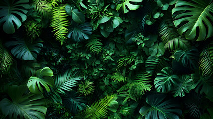 Fototapeta premium Lush green foliage creating a vibrant, natural backdrop.