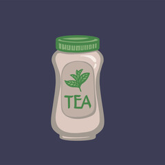 Glass tea jar flat icon, eps10. Vector illustration
