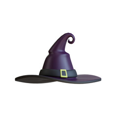 Cartoon witch hat with a black band and neon buckle