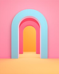 Vibrant abstract arches in pastel colors