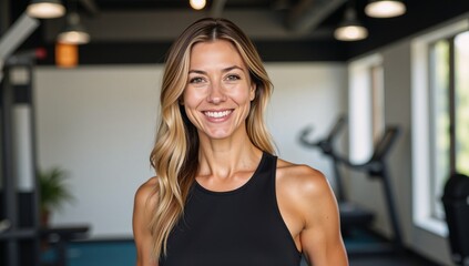 Fototapeta premium Portrait of a determined female fitness trainer with radiant smile