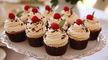 Cupcake Menu. Wedding Party Snack Platter with Miniature Cupcakes