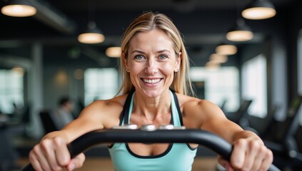 Obraz premium Portrait of a Senior Woman in a Fitness Studio Senior Lady Gym Environment