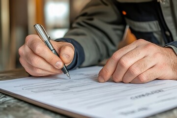 Home renovation professional signing a contract with a homeowner, Generative AI