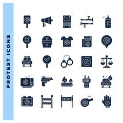 25 Protest Glyph icon pack. vector illustration.