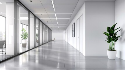 Fototapeta premium Modern Office Interior with Glass Walls and Natural Light