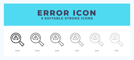 Error icon set with different stroke. Design elements for logo. Vector illustration.