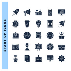 25 Start up Glyph icon pack. vector illustration.