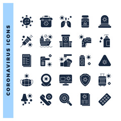 25 Coronavirus Glyph icon pack. vector illustration.