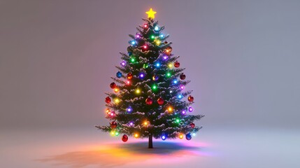 christmas tree with lights and ornaments. 
