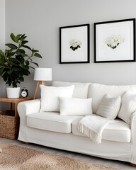 Cozy and modern living room with neutral decor