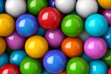 Colorful array of balls in various shades of blue, green, vibrant and colorful bubble game background with an array of large, round balls in different colors arranged side by side on the screen.