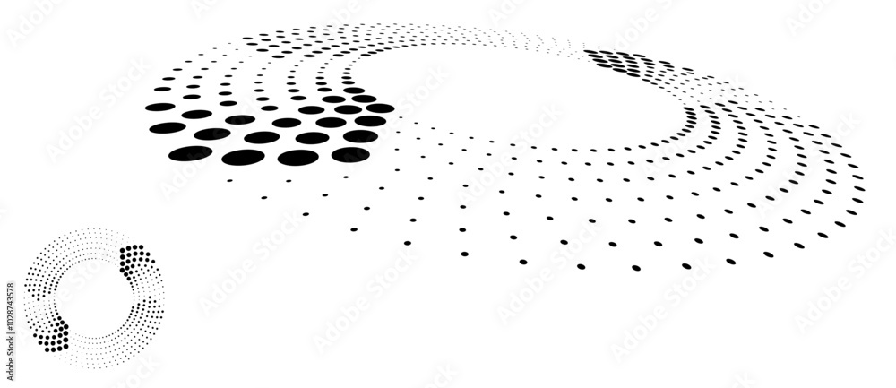 Fototapete abstract dotted vector background. halftone effect. spiral stipple background or icon. circle with n