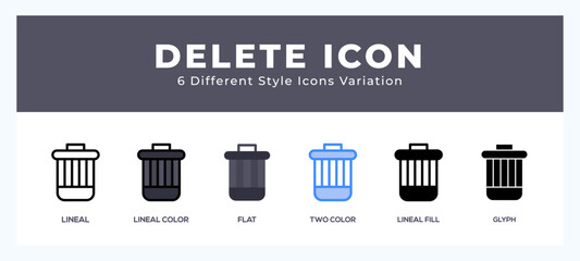 Delete pack of icons. vector illustration.