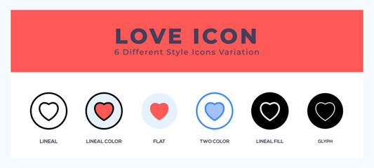 Love vector icon. with different styles vector illustration.