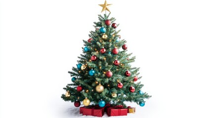 Fototapeta premium christmas tree with gifts isolated on white