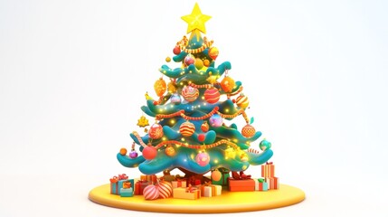 christmas tree with lights and ornaments. 