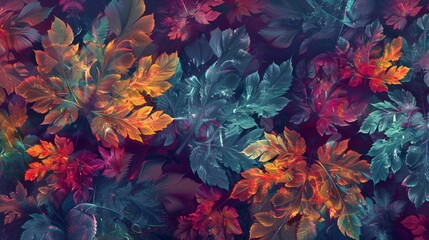 Colorful foliage fractal backdrop – vibrant abstract design perfect for mobile and desktop wallpaper, featuring rich textures and intricate patterns to enhance digital aesthetics and bring nature-insp