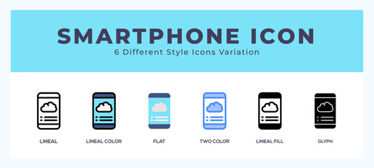 Smartphone icon illustration vector with different styles