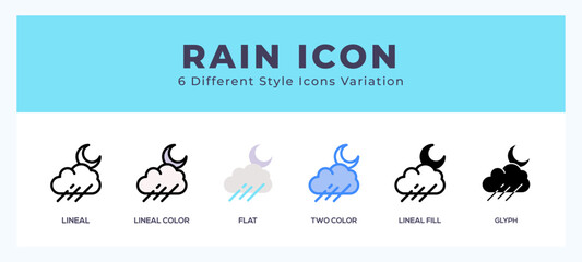 Fototapeta premium Rain icon vector design illustration in trendy style