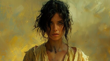 Intense Portrait of a Woman with Dark Hair