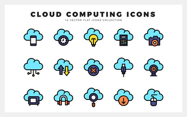Obraz premium 15 Cloud Computing Lineal Color icon pack. vector illustration.