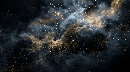 Dark and glittered galaxy abstract liquid background – cosmic swirling pattern with metallic shine and deep space aesthetic for futuristic designs and modern creative projects


