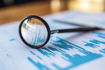 Fototapeta premium Business graphs, charts, magnifying glass