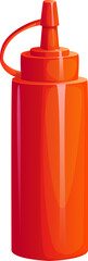Cartoon ketchup bottle, vector tomato sauce, catchup condiment in red plastic tube or container with squirt nozzle. Catsup dresser, seasoning for fast food meals, traditional bottled vegetable sauce
