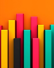 Vibrant geometric bar graph on a bold orange background