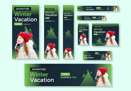 Winter Vacation Web Banner Ads Set