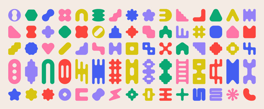 Collection of colorful geometric rounded shapes