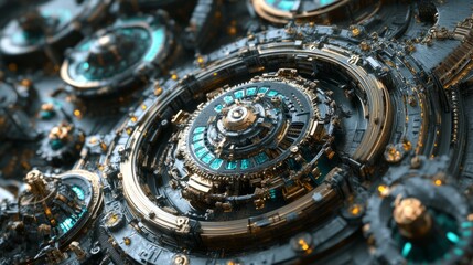 Obraz premium mechanism of a futuristic clock