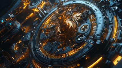 Obraz premium mechanism of a futuristic clock