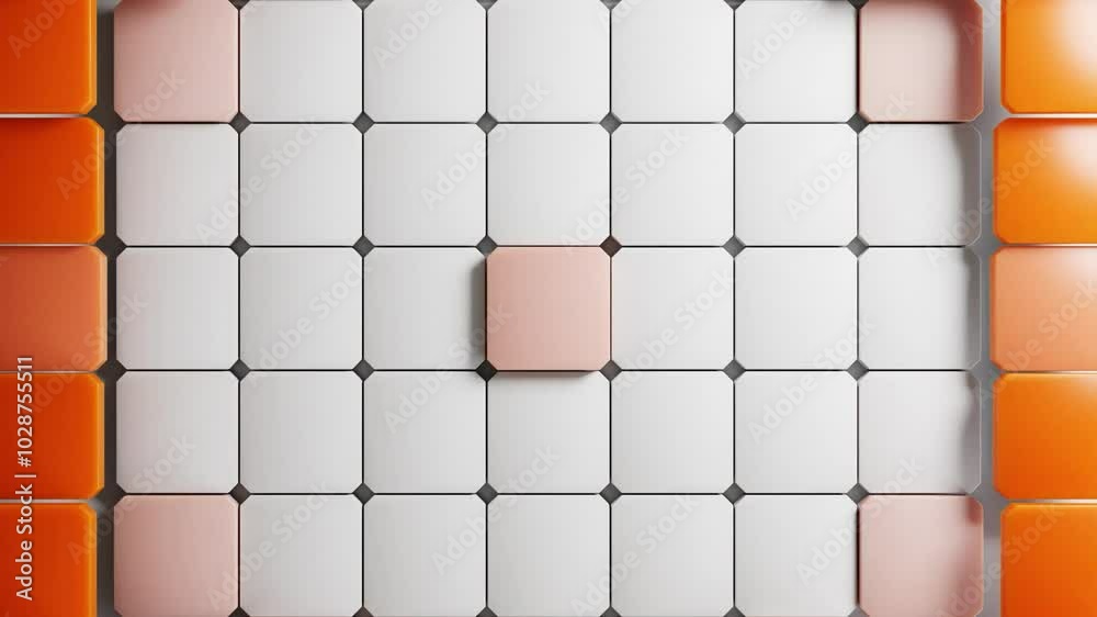 Wall mural abstract animated 3d square shapes background, slow smooth wave movement,4k loop