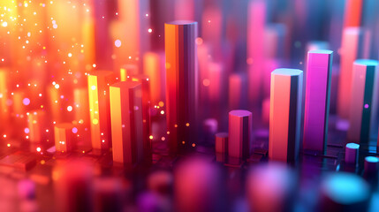 Vibrant 3D Bokeh Image for Strategic Business Planning - Soft Lights Symbolizing Growth & Market Strategy with Ample Copy Space on White Background