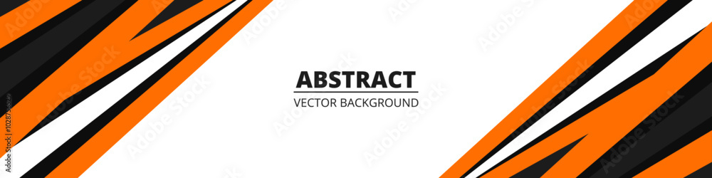 Aufkleber geometric abstract wide horizontal banner with orange and black lines and shapes. colored modern spo