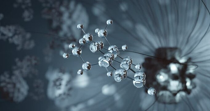 Varenicline rotating 3d molecule, molecular structure of autonomic drugs, seamless video
