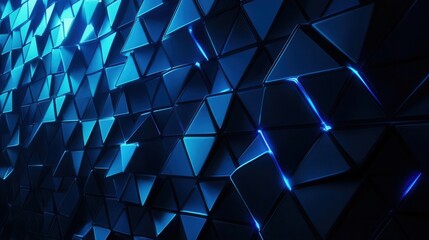 Obraz premium Abstract Blue Triangle Pattern with Glowing Lines