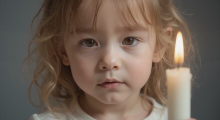 Zoe - Serious Blonde Toddler Girl by Candlelight, Portraying Depth and Innocence