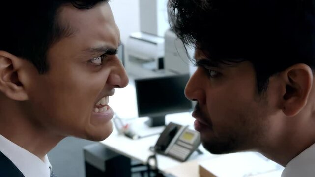 Intense Argument Between Two Men in Office Setting