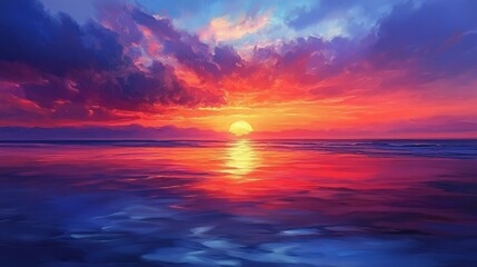 Fototapeta premium Capturing a sunset in art allows artists to express their interpretation of light and color