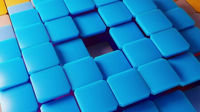 abstract animated 3d square shapes background, slow smooth wave movement,4k loop