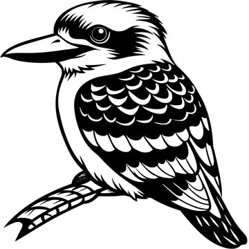 recommend clip art: black and white kookaburra bird