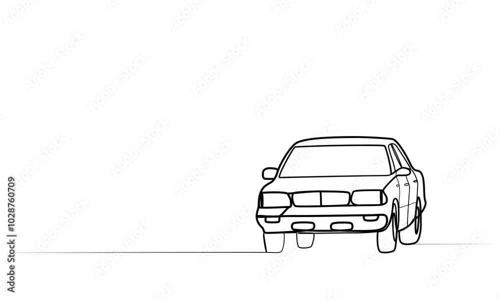 Wall mural continuous drawing of a car with one line. vector