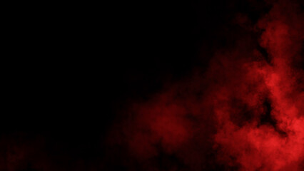 Abstract red fire smoke misty fog on isolated black background. Texture overlays. Design element.