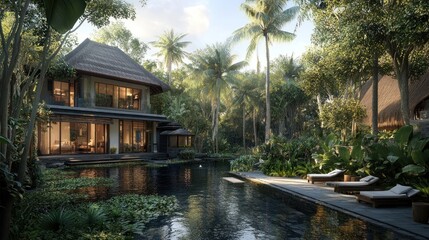 Obraz premium Tropical Villa with Infinity Pool