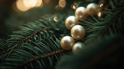 Pearls on spruce branches