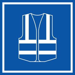 Mandatory sign vector - Wear high visibility clothing, workwear symbol, label, sticker. High visibility clothing must be worn in this area