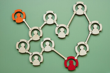 Connection between figures. Flow of information and communication in teamwork.